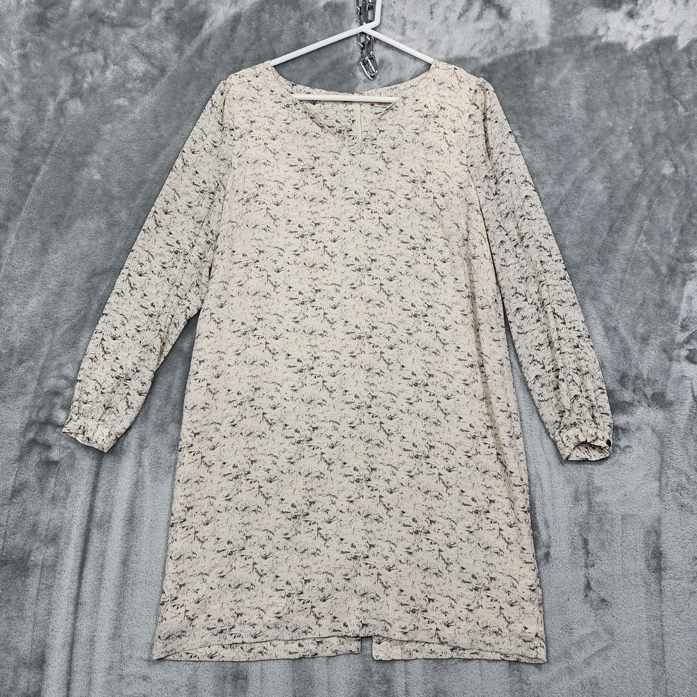 Lila Rose Dress Womens 4 Cream Black Geometric Long Sleeve Shiftโ Mini Preppy